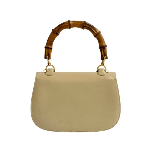GUCCI Cream Leather Bamboo Bag - Picture 3 of 10